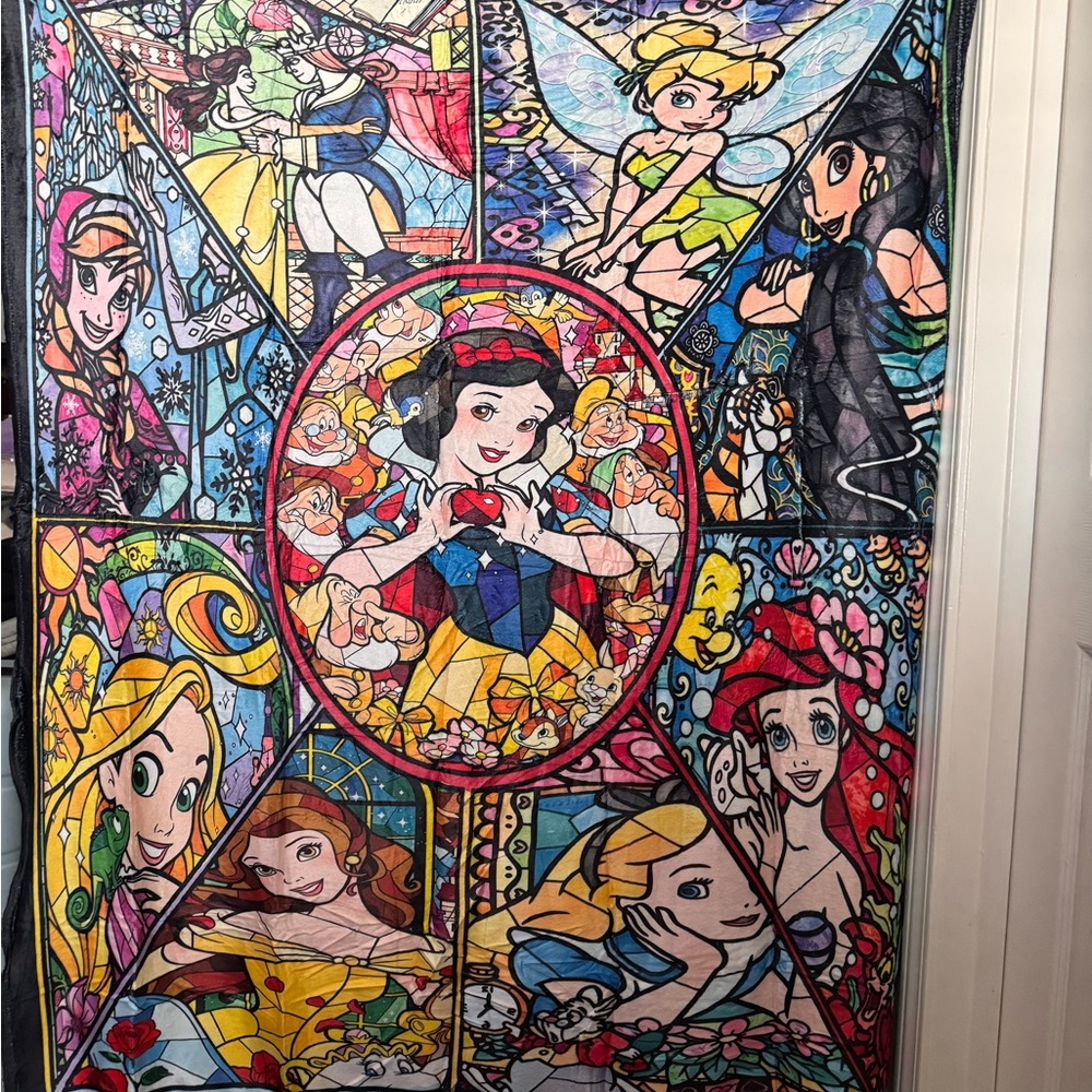 ✨ Brand New Disney Princess Stained-Glass Plush Blanket – 50” x 60” ✨